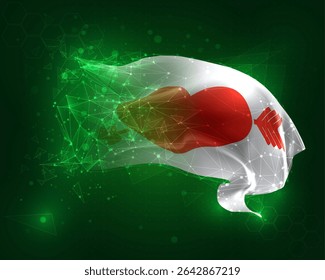 Amor, vetor 3d bandeira no fundo verde e números