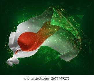 Amor, Vector 3d bandera sobre fondo verde