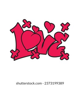 Love vector art cool pink graffiti design.