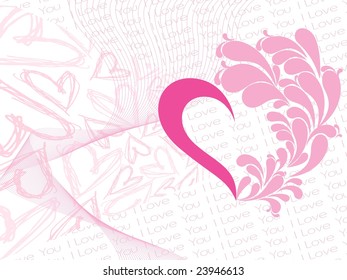 love vector background with fancy heart, illustration