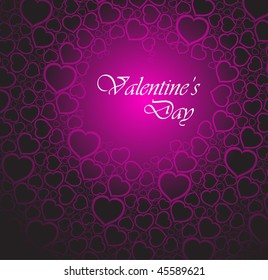 Love vector background made from pink hearts (valentine's day card)