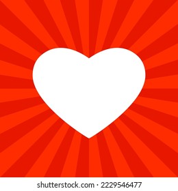 Love vector banner with heart and copy space in red and white colors. Happy Valentine's Day concept