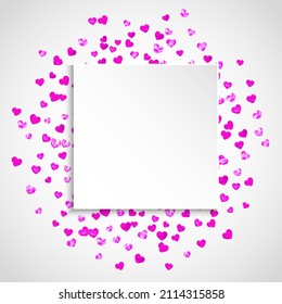 Love Vector. Beautiful Sparkle For Birthday. Modern Frame. Red Art Painting. February Illustration For Party. Rose Special Border. Pink Love Vector.