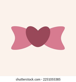 love vector bow with heart isolated illustration.