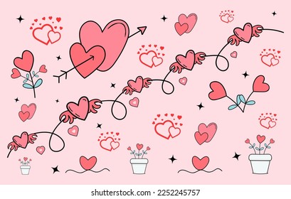 Love vector bundle, love illustration set, VDecorative love element, Love heart Clipart