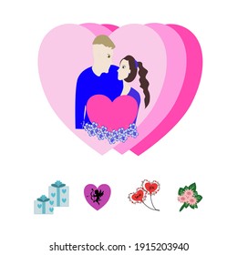 In love vector cartoon ,woman and  man romance, card valentines day ,  illustration, vector design.