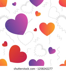 Love vector colorful seamless pattern. Color transitions and simple shape, trend 2019