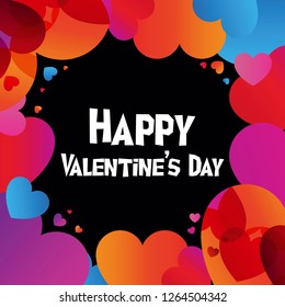 Love vector colorful square card with black backdrop