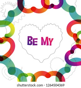 Love vector colorful square card with white backdrop