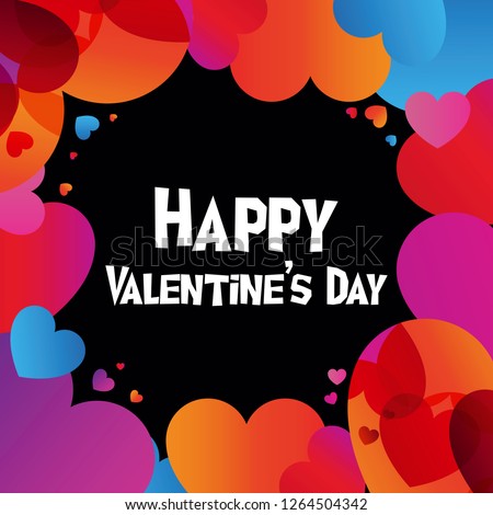 Love vector colorful square card with black backdrop