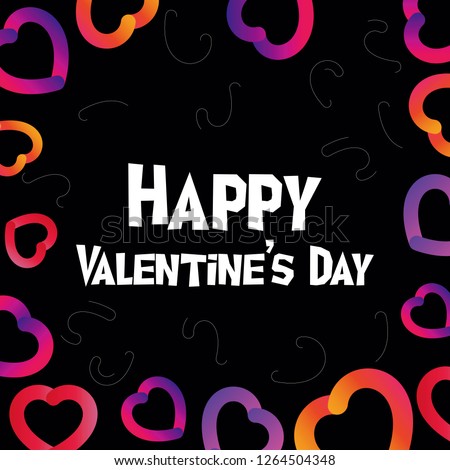 Love vector colorful square card with black backdrop