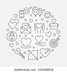 Love vector creative outline minimal illustration. Valentines Day round linear concept symbol