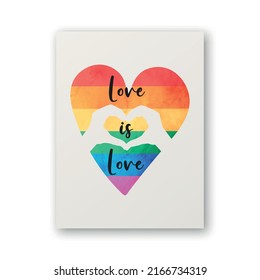 El amor es amor. Diseño de vectores para camisetas, impresión de chaquetas, concepto de mes de orgullo. Typography Qute, Watercolor Heart, Lgbt Rainbow, Bandera Transgénero. LGBT, gays, lesbianas, lucha por los derechos humanos