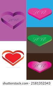 love vector design.colorful love logo. creative love design.heart design.nice love design blue background.pink color,red color,green color