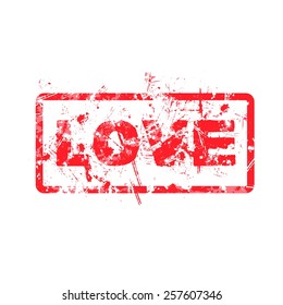 love vector dirty grungy rubber stamp isolated on white background