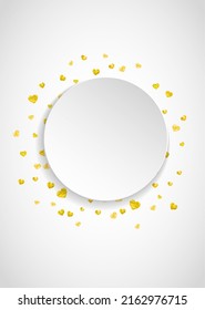 Love Vector. February Banner For Anniversary. Modern Frame. Gold Retro Decoration. Special Border For Birthday. Yellow Holiday Poster. Golden Love Vector.