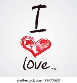I love. vector hand drawn illustration isolated on white background