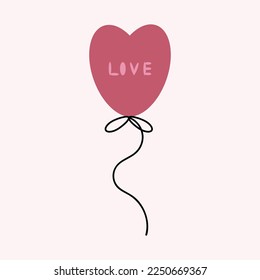 ilustración aislada del globo de forma de corazón vectorial de amor.