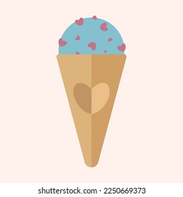love vector ice cream with heart isolated illustration.