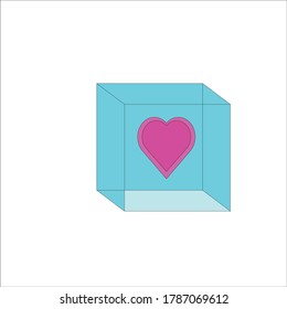 Love vector icon in the cube, can be used for various purposes.