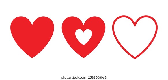 Love vector icon set. Like love icon buttons. Heart, love, romance or valentine's day  heart. vector illustration eps 10