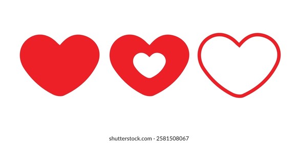 Love vector icon set. Like love icon buttons. Heart, love, romance or valentine's day  heart. vector illustration eps 10