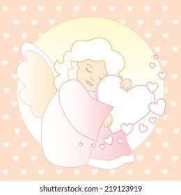 Love. Vector illustration of angel of love.