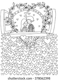 Love Vector Illustration Coloring Page Stock Vector (Royalty Free ...