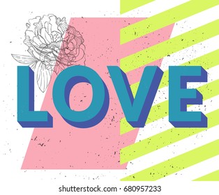 love vector illustration. text. po art. bight colors. 