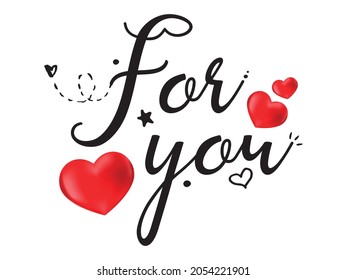Love Vector Illustration, Typography, Handmade text, stylish text of Love You for Happy Valentine's Day.