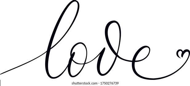 Love vector illustration. Usable for prints, post cards, greetings, posters etc. Hand written lettering. Modern calligraphy style.
