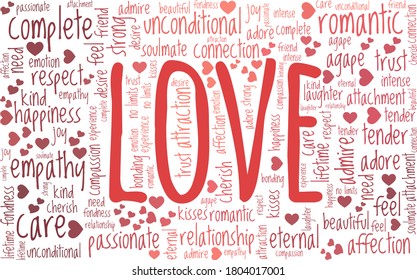 Love vector illustration word cloud isolated on a white background.