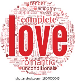 Love vector illustration word cloud isolated on a white background.