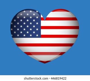LOVE vector image of american flag, USA United States symbol, Independence day background