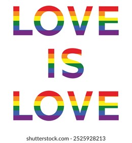 Love is love. Vector lettering for pride month card, happy t-shirt design