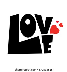 Love vector. Letters with hearts.