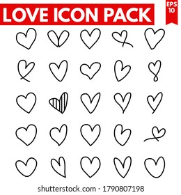 Love vector line icons set