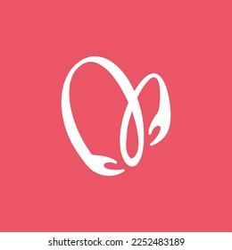 Diseño del logotipo vectorial de amor con letra M y concepto de mano.