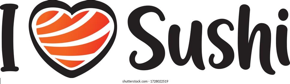 Logo vectorial "Me encanta el sushi" aislado de fondo blanco.