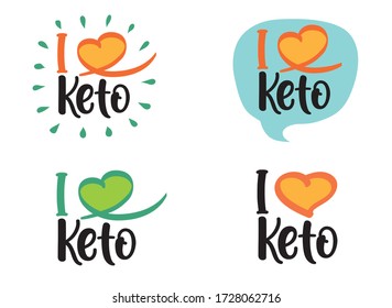 “I love Keto” vector logo isolated on white background.