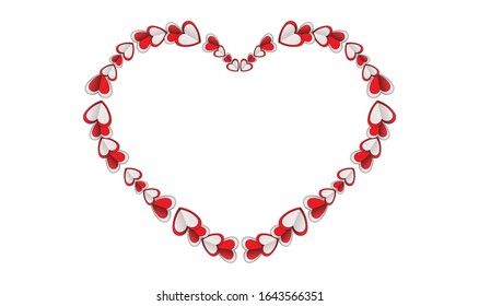Love vector on white background. red heart and white papercut
