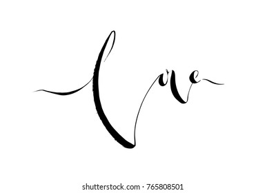 Love vector on white background. Lettering for invitation, wedding and greeting card, prints and posters. Hand drawn inscription, love calligraphic design