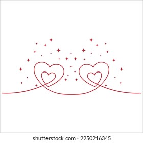 Love vector, One line heart vector. Abstract symbol of Valentine's Day.