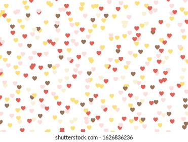 Love vector pattern. Invitation on white backdrop. Confetti background. Beautiful confetti hearts, great design for any purposes. Vector wallpaper. Colorful celebration background.