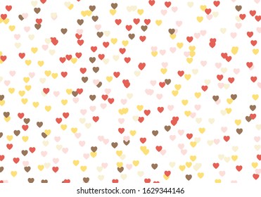 Love vector pattern. Invitation on white backdrop. Confetti background. Beautiful confetti hearts, great design for any purposes. Vector wallpaper. Colorful celebration background.