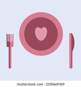 love vector plate with heart isolated illustration.