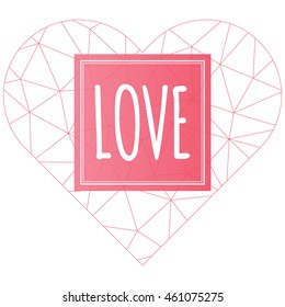 Love vector polygonal heart symbol, isolated on white