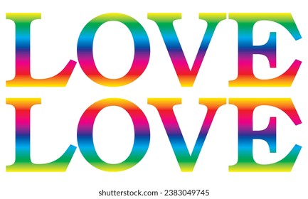Love Vektor Rainbow-farbene Typografie Banner Vektor Illustration
