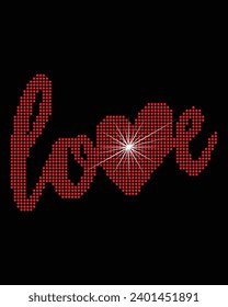 Love Vector  Rhinestone t-shirt design