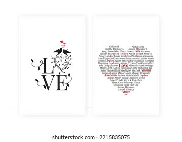 Love, vector. Scandinavian minimalist poster design. Typographical wall art design.
